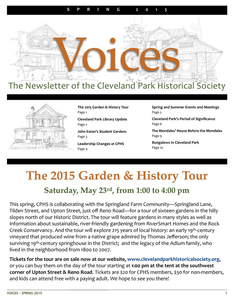 Cover of Voices Newsletter issue Spring 2015