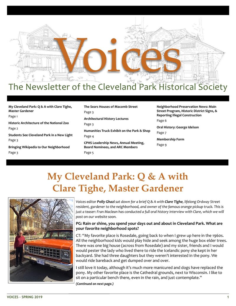 Cover of Voices Newsletter issue Spring 2019